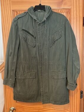 VINTAGE BELGIUM ARMY FIELD JACKET DANISH ARMY GREEN OLIVE 1974 MENS SZ L SEYNTEX